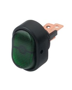 Hella Compact On-Off Rocker Switch - Green Illuminated, 12V (4473)