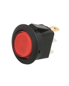 Hella Compact Off-On Rocker Switch - Red Illuminated, 12V (4446)