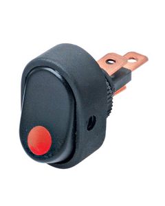 Hella Compact Off-On Rocker Switch - Red Illuminated, 12V (4478)