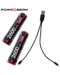 Powa Beam BAT-MC2P-26K Dual Lithium 18650 Battery & Charger Kit - 2600mAh