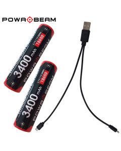 Powa Beam BAT-MC2P-34K Dual Lithium 18650 Battery & Charger Kit - 3400mAh