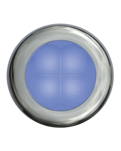 Hella Blue LED Round Courtesy Lamp - Polished Stainless Steel Rim (24V)