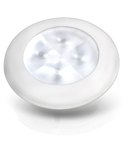 Hella White LED 'Enhanced Brightness' Round Courtesy Lamp - White Plastic Rim (12V)
