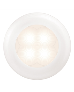 Hella Warm White LED 'Enhanced Brightness' Round Courtesy Lamp - White Plastic Rim (24V)