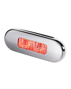 Hella 2XT959680731 Red LED Oblong Step Lamp (8-28V DC, Satin Stainless Steel Rim)