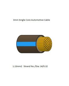 3mm Single Core Cable Brown with Blue Tracer 1m -Cut to length